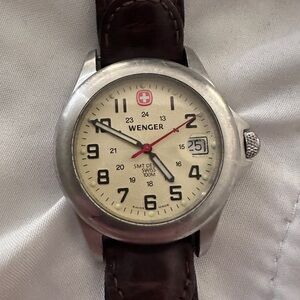Wenger Swiss Watch with Cream Dial and Brown Strap